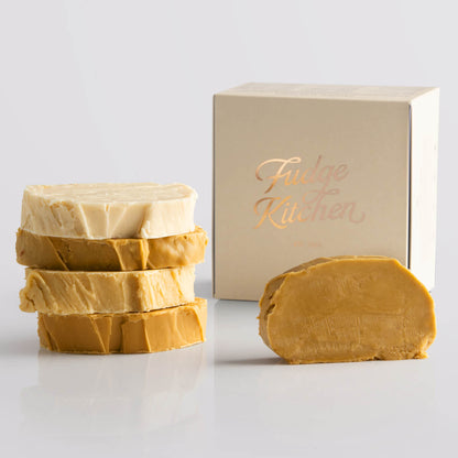 Fudge Kitchen Caramel and Cream Fudge Selection with Buff Guilded Gift Box