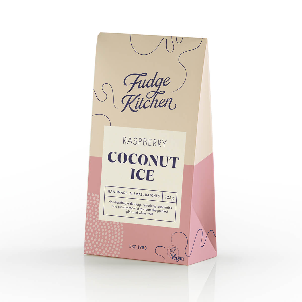 Front of Raspberry Coconut Ice pack, highlighting its appealing and vibrant packaging.