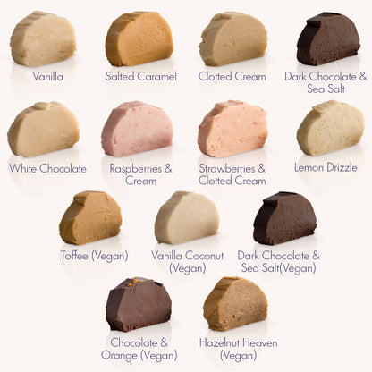 Indulgent fudge flavour menu for your fudge sculpture, to add a creative and delicious touch to the event.