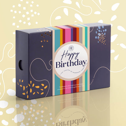 Fudge Kitchen Traditional Favourites Fudge Selection of traditional butter fudge is presented as a thoughtful gift and a special treat for fudge lovers, featuring a Happy Birthday sleeve. Elegantly packaged for gifting or indulgence.