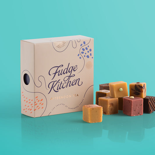 Afternoon Tea Fudge Selection by Fudge Kitchen, a 9-piece assortment of handcrafted fudge inspired by classic afternoon tea flavours. Perfect for tea lovers and as a delightful treat for special occasions.