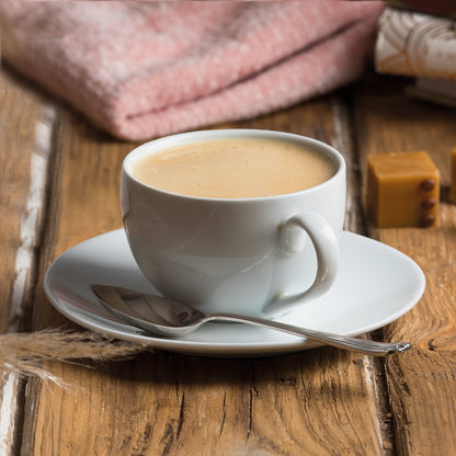 Salted Caramel Drinking Fudge in cup on table