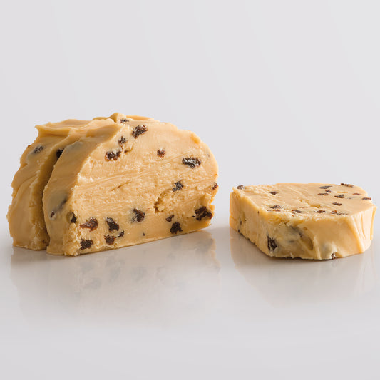 Rum & Raisin Fudge single slice, a Fudge Kitchen indulgent, handmade fresh fudge flavour.