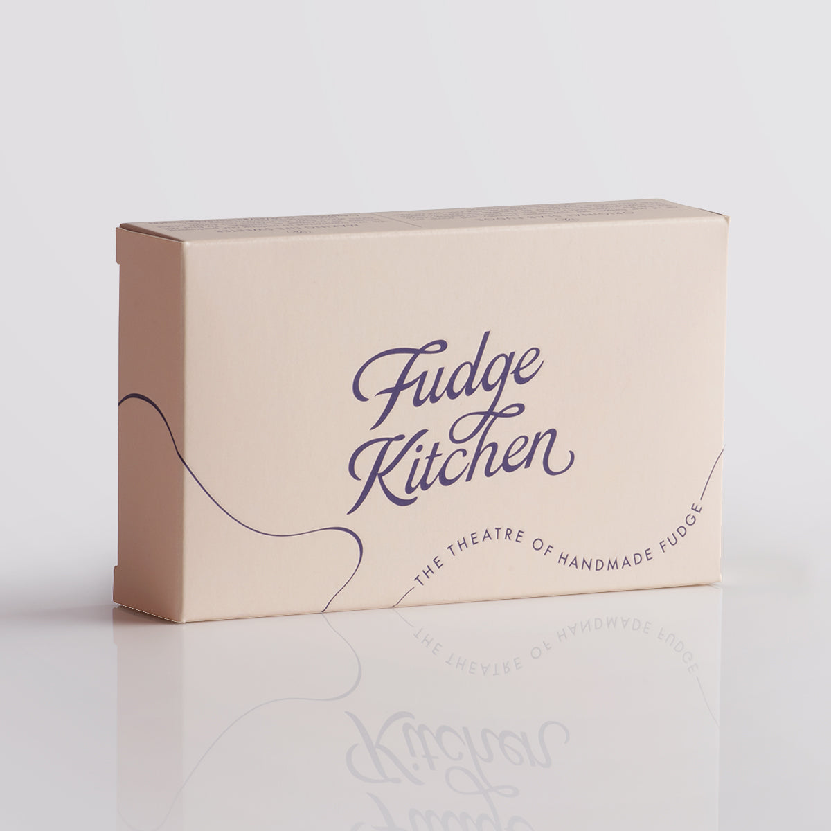 Fudge Kitchen elegant gift box displaying back view for the single slice of handmade fudge flavour White Chocolate Fudge